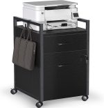 ODK File Cabinet with 2 Drawers, Mobile Office Cabinet with Lock on Wheels, Rolling Office Printer Stand Filing Cabinet for A4, Letter Sized Document with Iron Hook, White